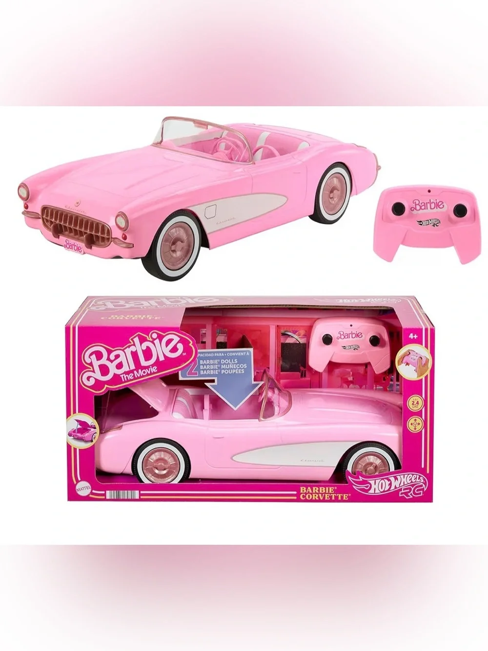 Hot Wheels RC Corvette Barbie the Movie, Full-Function Remote-Control